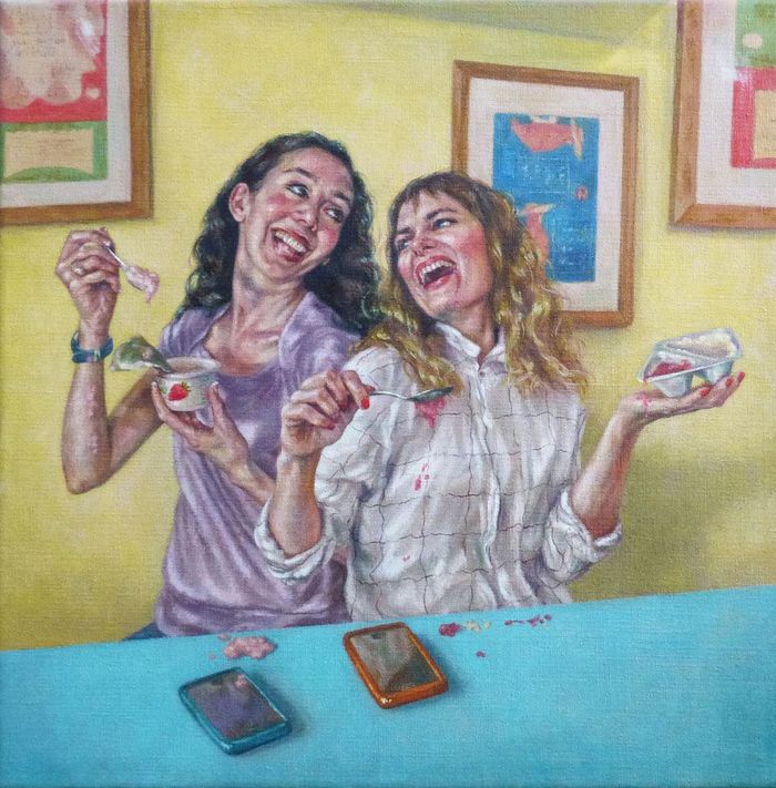 Laughing While Eating Yogurt (SOLD)