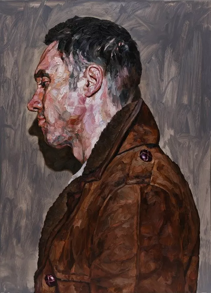 Man In A Brown Coat Under A Harsh Light 