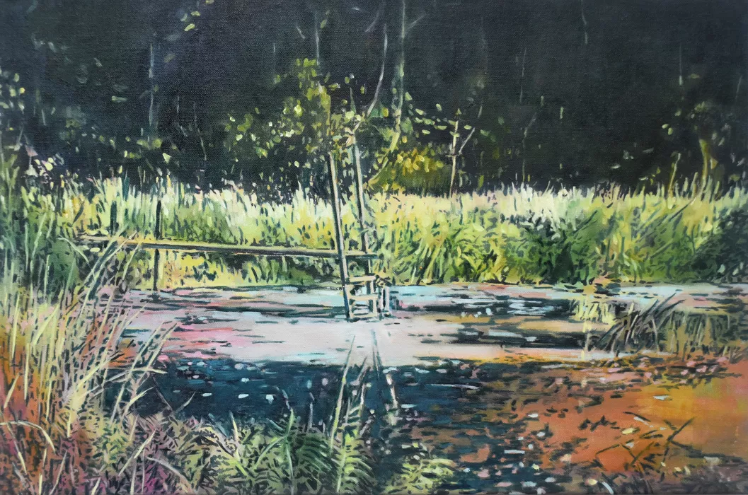 The Landing Stage (oil study on canvas) 