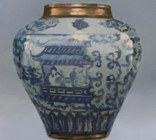 Vase - Blue White and Gold 1 